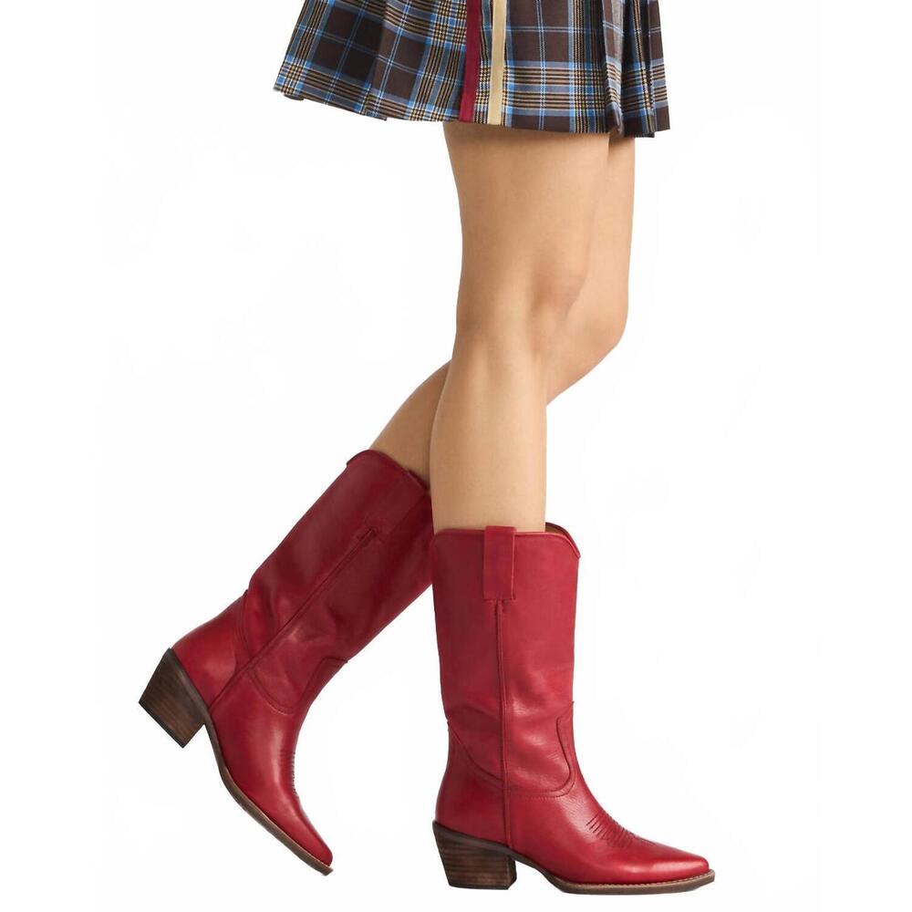 NEW STEVE MADDEN women's albany boots in red leather - Picture 7 of 7